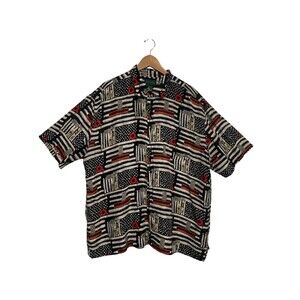 Vinatge‎ Scandia Woods Shirt Mens 2XL 100% Silk Short Sleeve button up